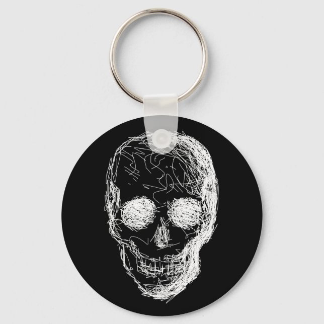 Skull, in White. Keychain (Front)