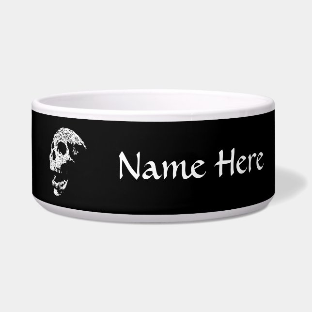 Skull in White on Black. Bowl (Front)