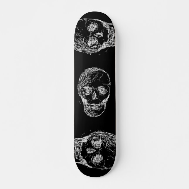 Skull, in White. Skateboard Deck (Front)