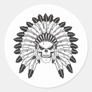 Vintage Indian warrior skull Sticker