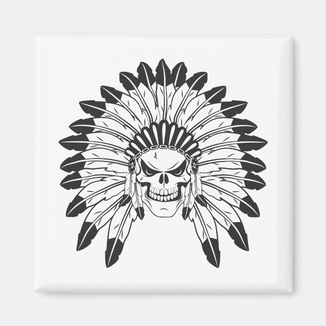 Skull Indian Chief Magnet (Front)