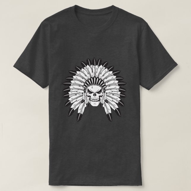 Skull Indian Chief T-Shirt (Design Front)