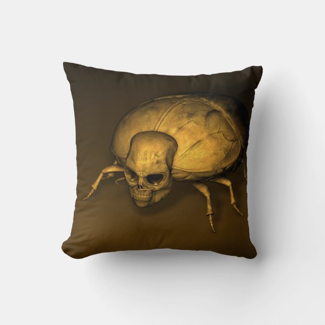 Skull Insects Throw Pillow (Front)