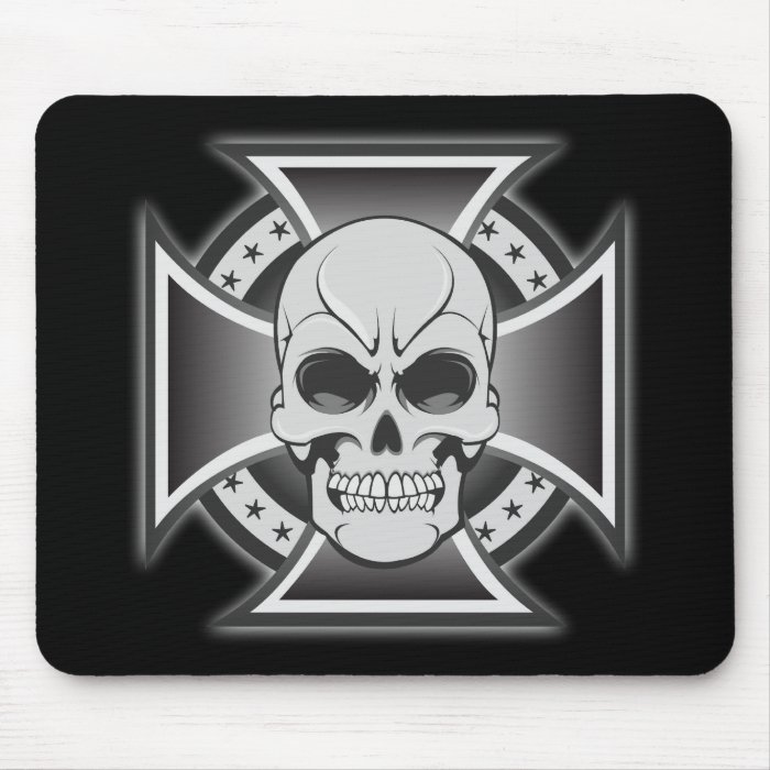 Skull & Iron Cross Vector Drawing Mouse Pad