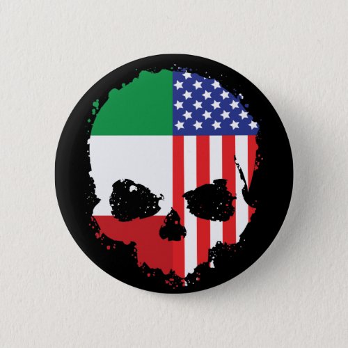 Skull Italian American Pride Button