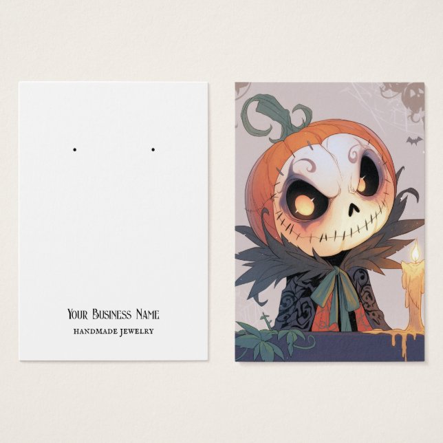 Skull Jack-O-Lantern Earring Display Card (Front & Back)