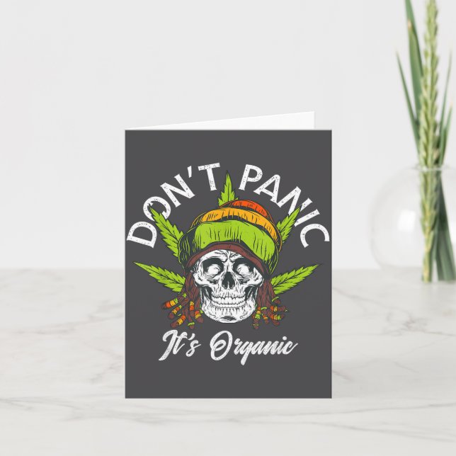 Skull Jamaica Rasta Funny Don´t Panic It´s Organic Card (Front)