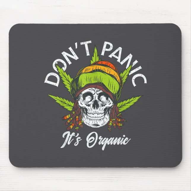 Skull Jamaica Rasta Funny Don´t Panic It´s Organic Mouse Pad (Front)