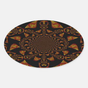 Skull Kaleidoscope Art Print Oval Sticker