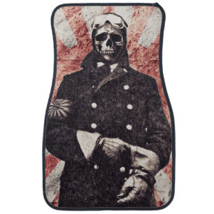 Skull kamikaze car floor mat