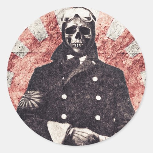 Skull kamikaze classic round sticker
