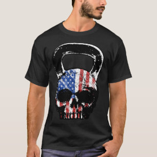 Skull Kettlebell USA America Gym Workout Muscle St T-Shirt