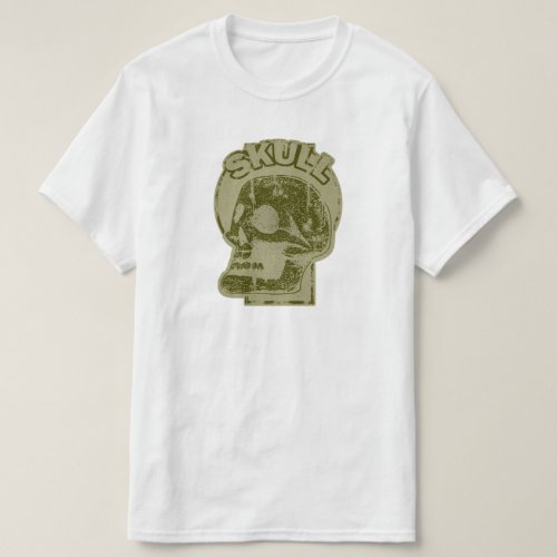 SKULL Keyhole _Faded Olive Green Distressed Logo T_Shirt
