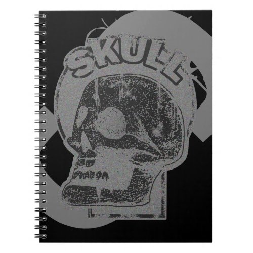Skull Keyhole Grey  Black Distressed Logo Notebook