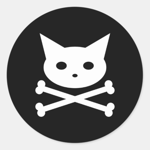 Skull Kitty Classic Round Sticker