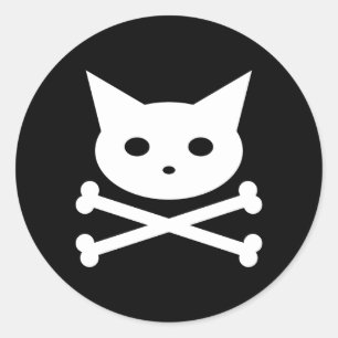 Skull Kitty Classic Round Sticker