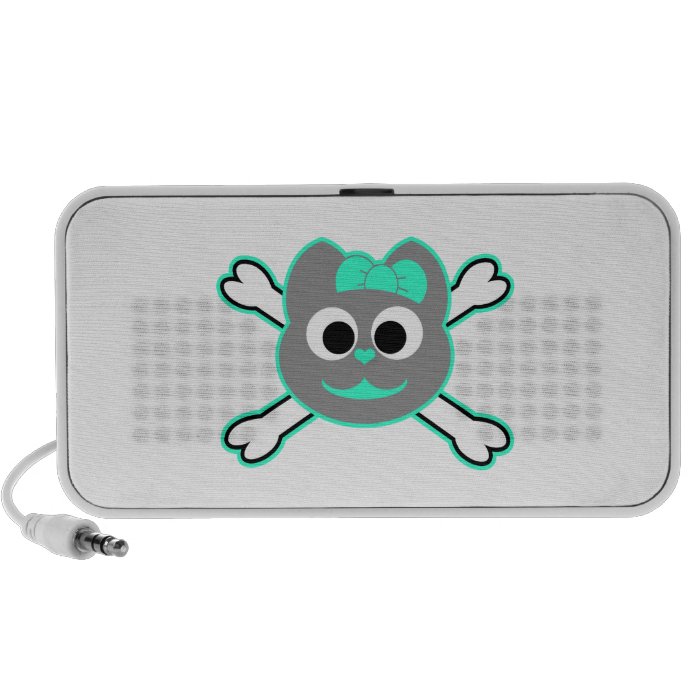 Skull Kitty Green   Gray iPhone Speakers