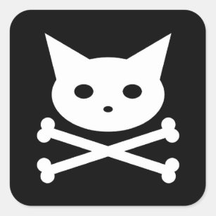 Skull Kitty Square Sticker