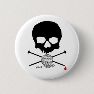 Skull & Knitting Needle with Yarn Button