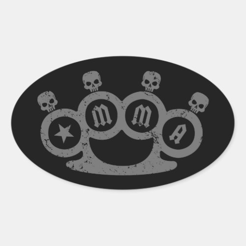 Skull Knuckles Oval Sticker