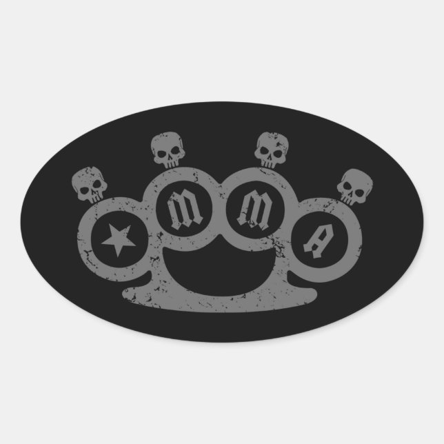 Skull Knuckles Oval Sticker (Front)