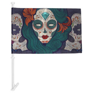 Skull Ladies Car Flag