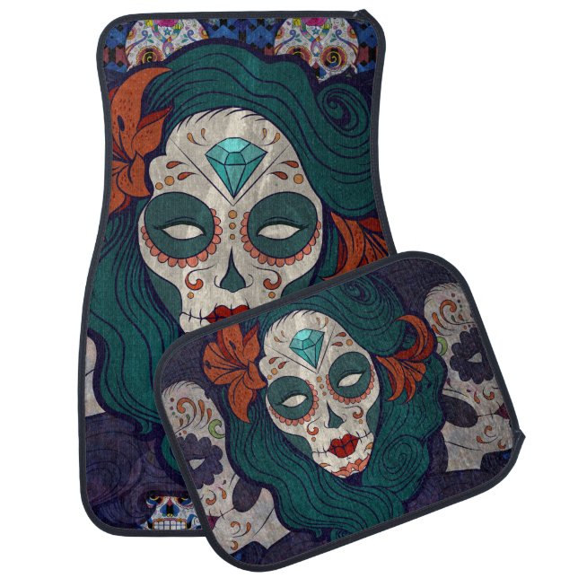 Skull Ladies Car Floor Mat (Set)