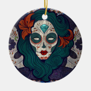 Skull Ladies Ceramic Ornament