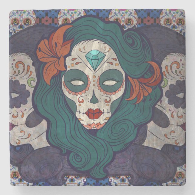 Skull Ladies Stone Coaster (Front)