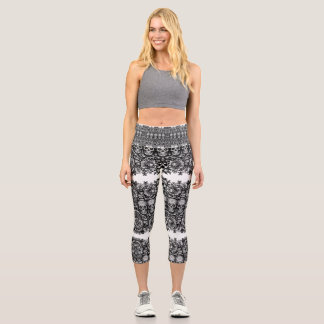 Skull Leggings with Gothic Bones and Floral