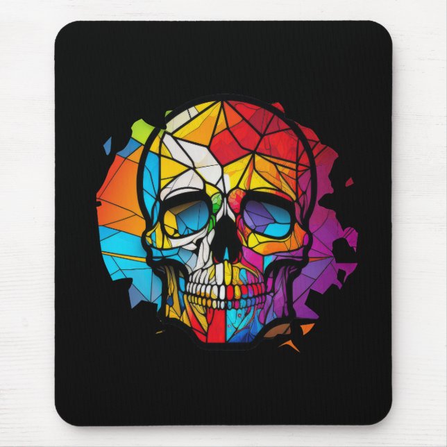 Skull Life Time Stained Glass Character Mouse Pad (Front)