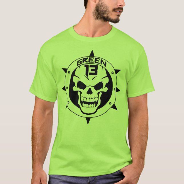 Skull Logo 2 Sided (Green) T-Shirt (Front)