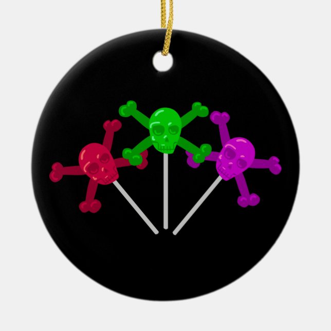 Skull Lollipops Ceramic Ornament (Front)