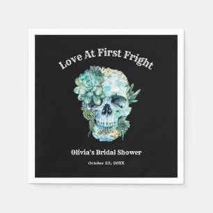 Skull Love at First Fright Halloween Bridal Shower Napkins