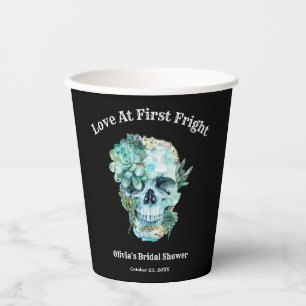 Skull Love at First Fright Halloween Bridal Shower Paper Cups
