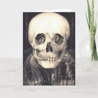 Skull Love Retro Optical Illusion Card