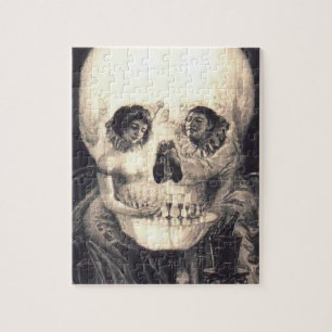 Skull Love Retro Optical Illusion Jigsaw Puzzle