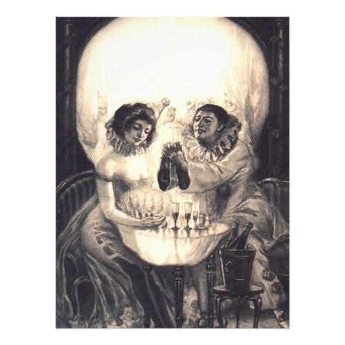Skull Love Victorian Optical Illusion Vintage Art Photo Print
