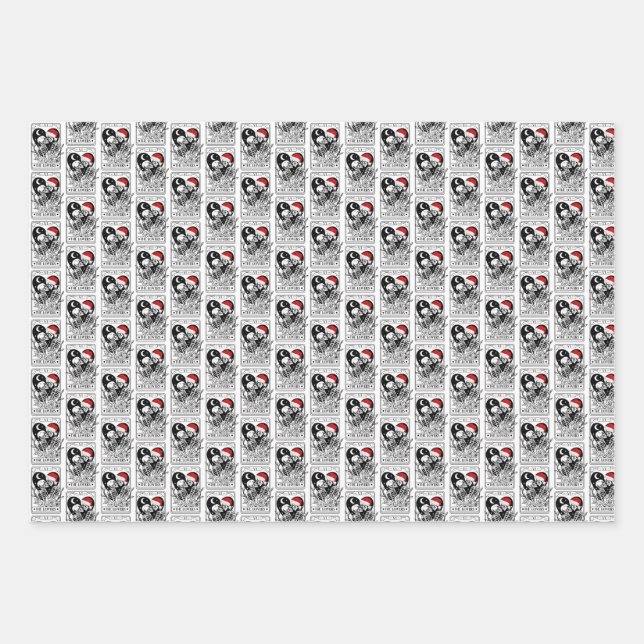Skull lover bookish Christmas gothic wrapping pape Paper Sheets (Front)