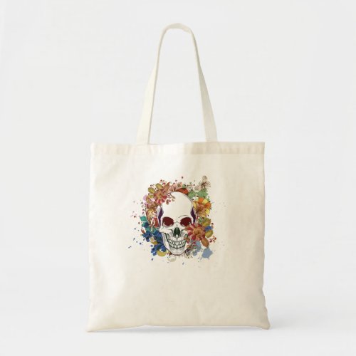 Skull Lover Skeleton Floral Skull Day Of The Dead  Tote Bag