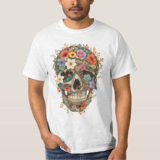 Skull made of flowers and vines T-Shirt