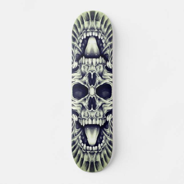 Skull Mandala customizable skateboard deck. (Front)