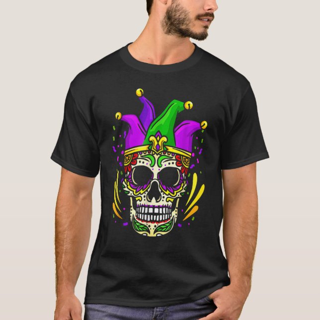 Skull Mardi Gras 2023 New Orleans Carnival Festiva T-Shirt (Front)