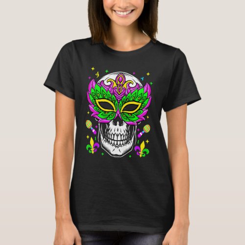 Skull Mardi Gras Jester Louisiana Carnival Party_2 T_Shirt