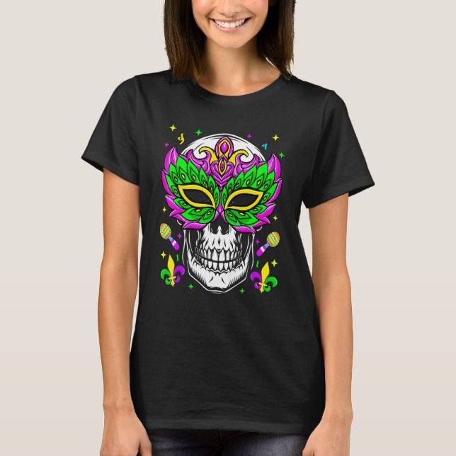 Skull Mardi Gras Jester Louisiana Carnival Party_2 T-Shirt (Front)