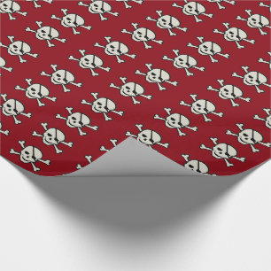 Skull - Maroon Glossy Wrapping Paper, 30" x 15' Wrapping Paper