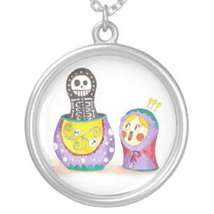 Skull Matrioshka Silver Plated Necklace