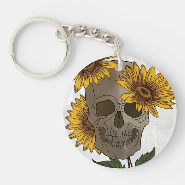 Skull Meets Sunflower  Keychain (Front)