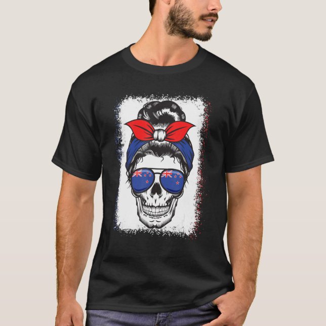 Skull Messy Bun Bandana New Zealand Tee Girl 2022 (Front)