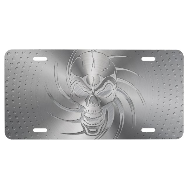 Skull Metallic Look License Plate (Front)